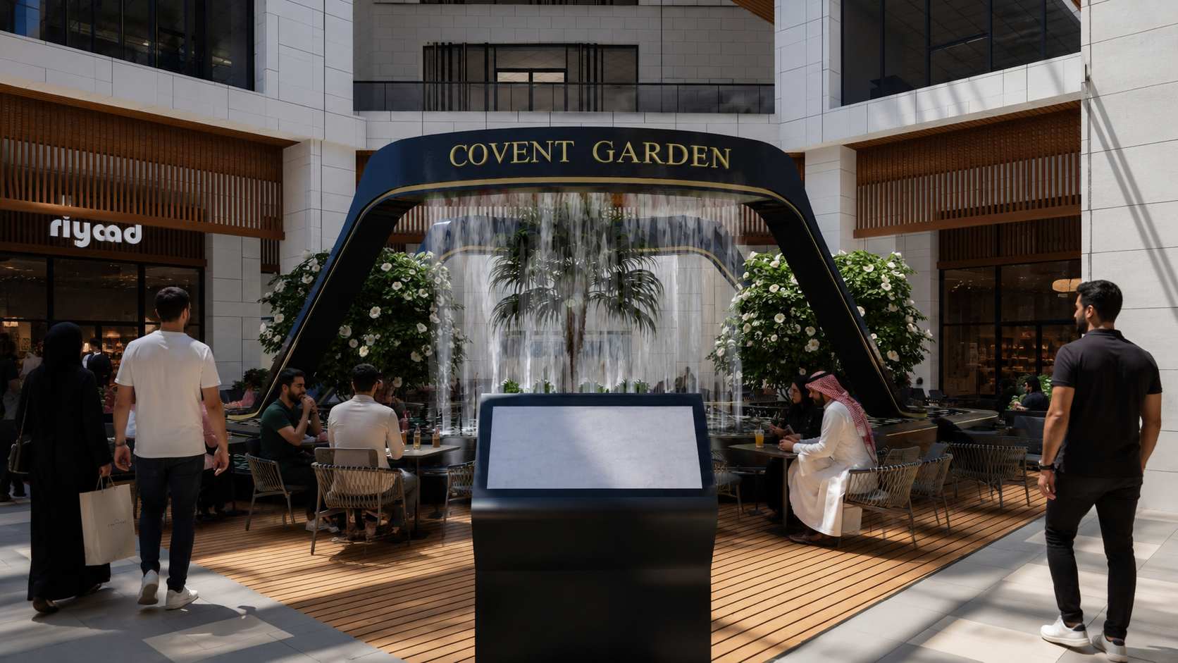 Water feature and wayfinding display