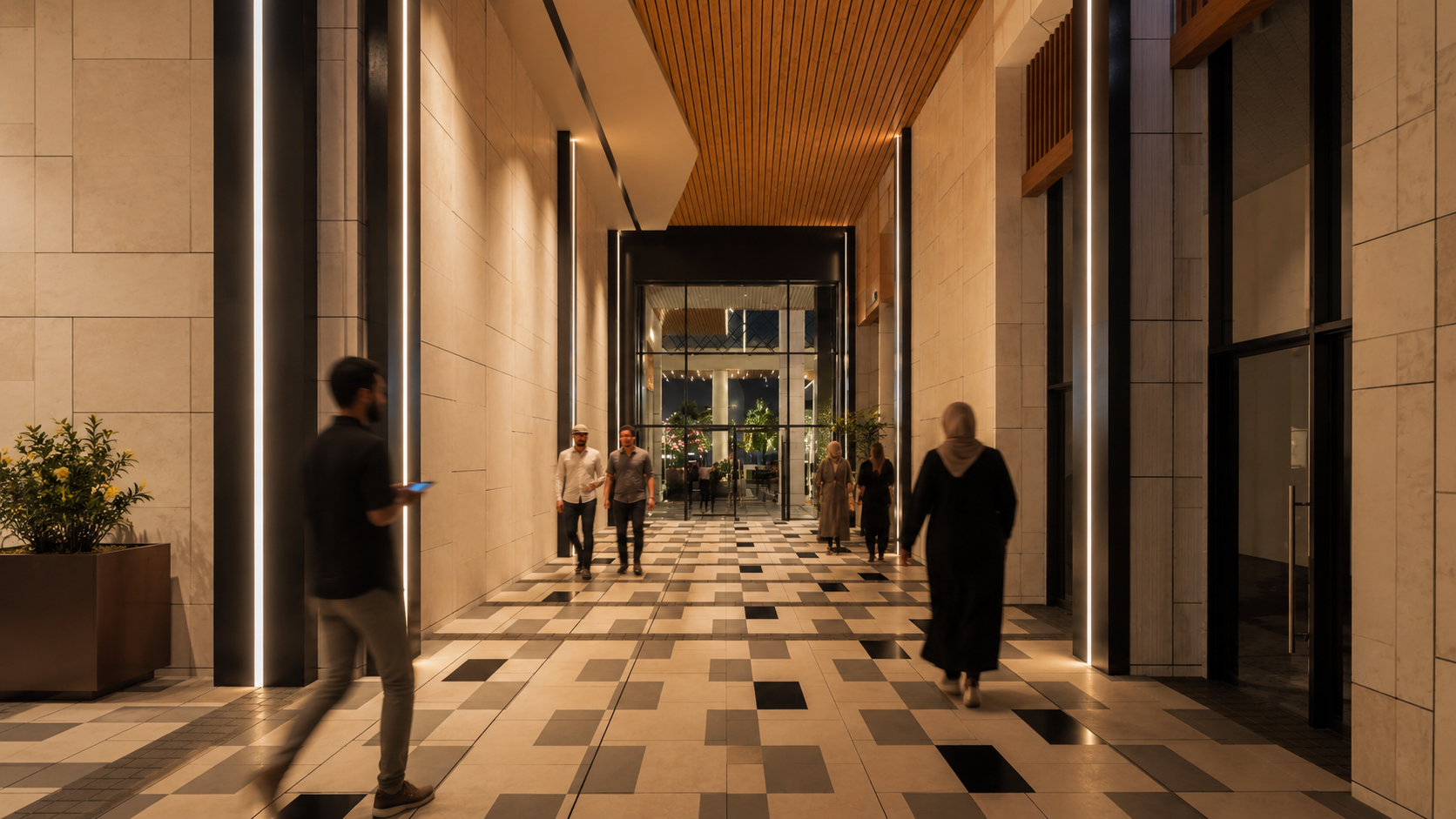 Covered retail walkway
